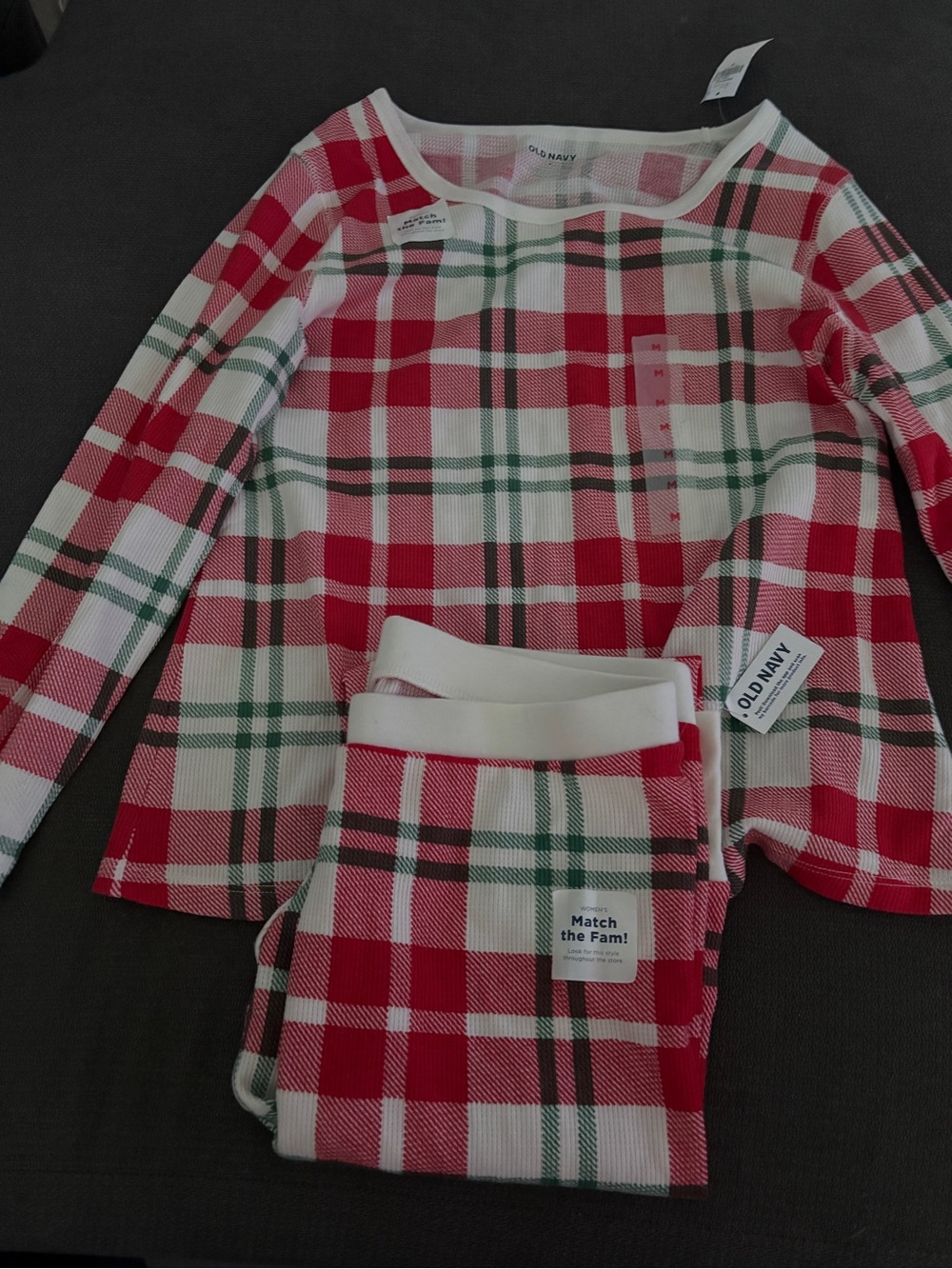 Old Navy Red, White & Green Plaid Kids Pajama Set
